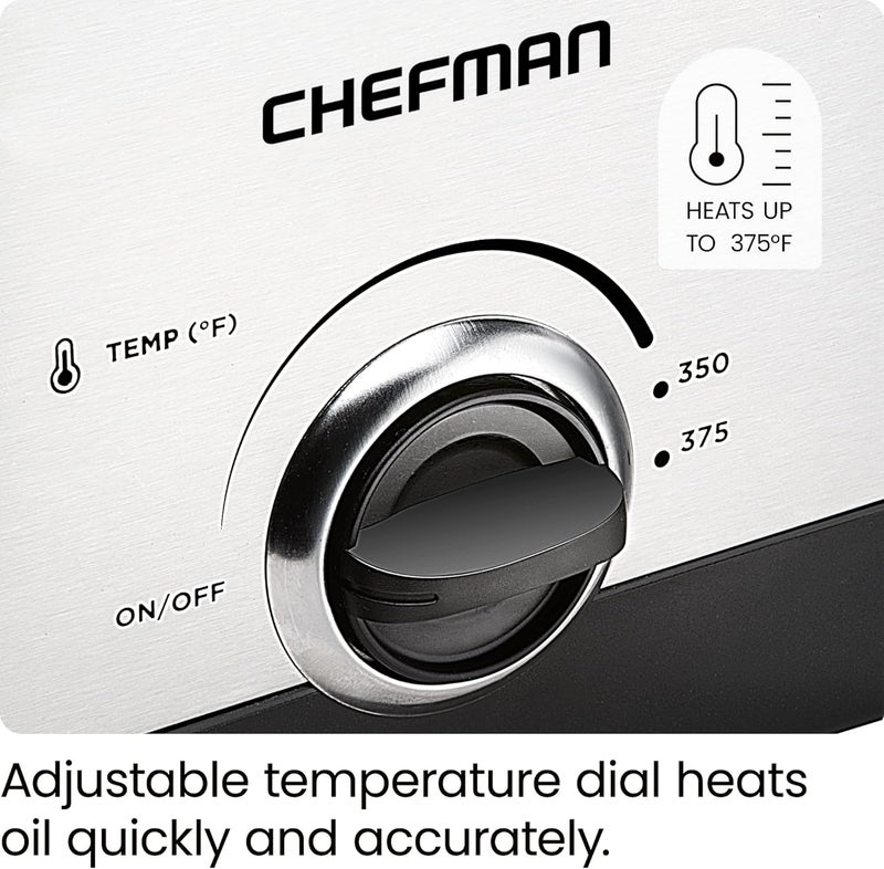 Chefman Fry Guy, The Most Compact & Convenient To Deep Fry Comfort Food, Restaurant-Style Basket With A 1.6-Quart Capacity, Easy-View Window & Adjustable Temp Control, Stainless - 1.5 Liter - Image 4